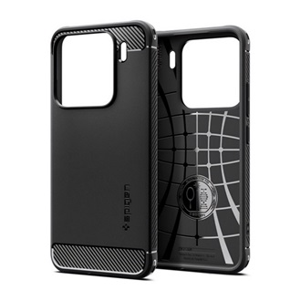 Xiaomi 15 SPIGEN RUGGED ARMOR szilikon telefonvédő ütésállóság, karbon minta, FEKETE