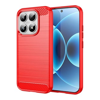 Xiaomi 17 GIGAPACK Szilikon telefonvédő ütésállóság, karbon minta, PIROS