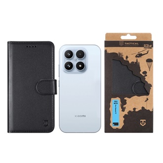 Xiaomi 17 TACTICAL FIELD NOTES tok álló, bőr hatású FLIP, prémium, FEKETE