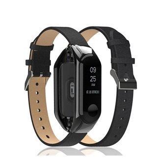Xiaomi MI Band 3 Gigapack pótszíj egyedi méret, valódi bőr, FEKETE