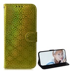 Xiaomi Mi 10T Pro 5G Gigapack tok álló, bőr hatású FLIP, virág, SÖTÉTZÖLD