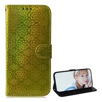 Xiaomi Mi 10T Pro 5G Gigapack tok álló, bőr hatású FLIP, virág, SÖTÉTZÖLD