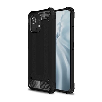 Xiaomi Mi 11 5G Gigapack Defender szilikon telefonvédő ütésállóság, fémhatás, FEKETE