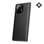 Xiaomi Mi 11 5G Gigapack Szilikon telefonvédő valódi bőr hátlap FEKETE