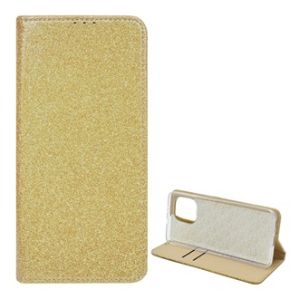 Xiaomi Mi 11 5G Gigapack tok álló, bőr hatású FLIP, csillogó, ARANY