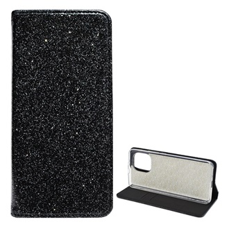 Xiaomi Mi 11 5G Gigapack tok álló, bőr hatású FLIP, csillogó, FEKETE