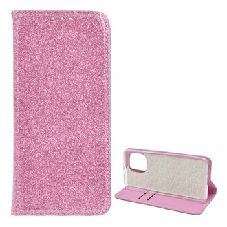 Xiaomi Mi 11 5G Gigapack tok álló, bőr hatású FLIP, csillogó, ROZÉARANY