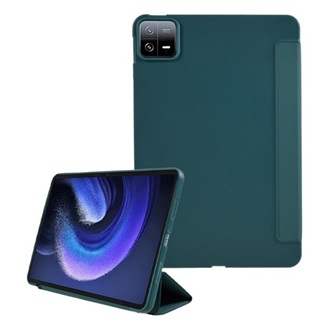 Xiaomi Pad 6 Gigapack Tok álló, bőr hatású aktív FLIP, asztali tartó, SÖTÉTZÖLD