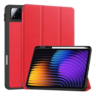Xiaomi Pad 7 Pro GIGAPACK Tok álló, bőr hatású aktív FLIP, ceruza tartó, PIROS