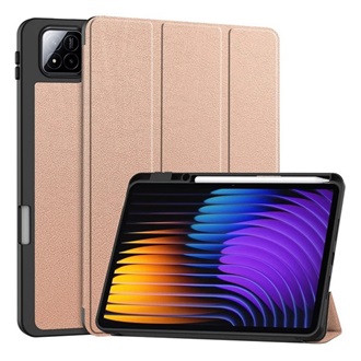 Xiaomi Pad 7 Pro GIGAPACK Tok álló, bőr hatású aktív FLIP, ceruza tartó, ROZÉARANY