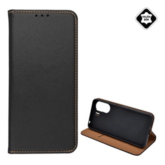 Xiaomi Poco C65 4G Gigapack Tok álló, valódi bőr FLIP, asztali tartó, FEKETE