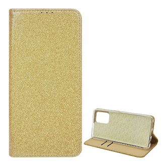 Xiaomi Poco M5s Gigapack Tok álló, bőr hatású FLIP, csillogó, ARANY