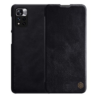 Xiaomi Poco X4 5G NFC NILLKIN QIN tok álló, bőr hatású FLIP, kártyazseb, FEKETE