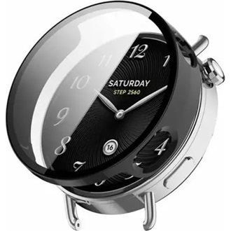 Xiaomi Watch S4 41mm GIGAPACK Műanyag keret BUMPER, ütésállóság + kijelzővédő üveg, FEKETE