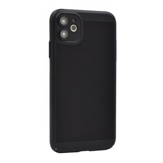 iPhone 11 GIGAPACK műanyag telefonvédő légáteresztő, kameravédő, FEKETE