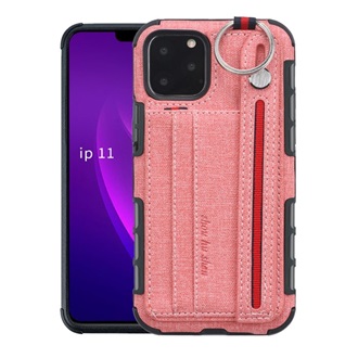 iPhone 11 Pro Gigapack szilikon telefonvédő ütésállóság, textil hátlap + kézpánt, RÓZSASZÍN