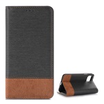 iPhone 11 Pro Gigapack tok álló, bőr hatású FLIP, textil hatás, FEKETE/BARNA