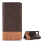 iPhone 11 Pro Gigapack tok álló, bőr hatású FLIP, textil hatás, SÖTÉTBARNA