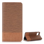 iPhone 11 Pro Max Gigapack tok álló, bőr hatású FLIP, textil hatás, VILÁGOSBARNA