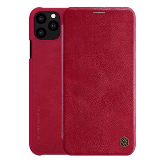 iPhone 11 Pro NILLKIN QIN tok álló, bőr hatású FLIP, kártyazseb, PIROS