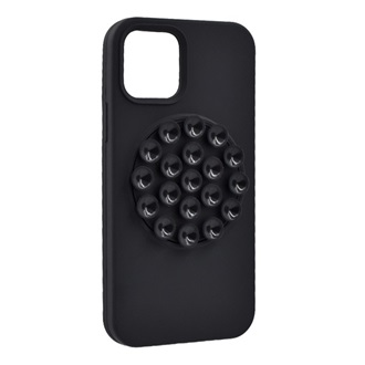 iPhone 12 Pro / 12 GIGAPACK Szilikon telefonvédő matt, tapadókorong, FEKETE