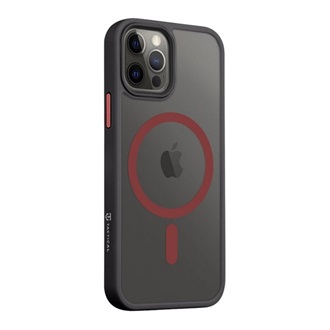iPhone 12 Pro / 12 TACTICAL MAGFORCE HYPERSTEALTH 2.0 szilikon telefonvédő ütésállóság, MagSafe, FEKETE/PIROS