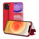 iPhone 12 Pro Max Gigapack tok álló, bőr hatású FLIP, ablakos, PIROS