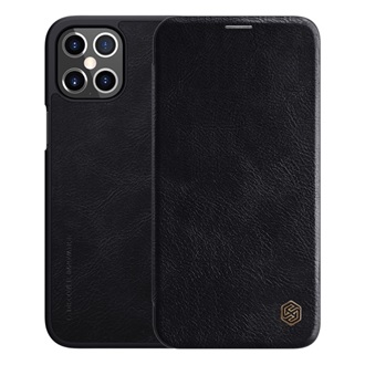 iPhone 12 Pro Max NILLKIN QIN tok álló, bőr hatású FLIP, kártyazseb, FEKETE