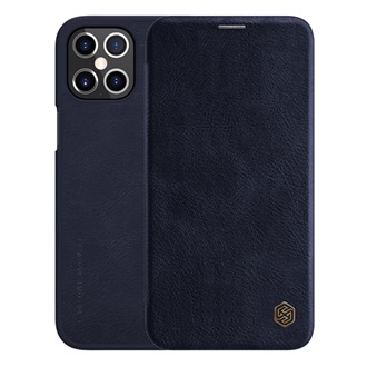 iPhone 12 Pro Max NILLKIN QIN tok álló, bőr hatású FLIP, kártyazseb, SÖTÉTKÉK