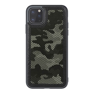 iPhone 12 Pro NILLKIN CAMO műanyag telefonvédő bőr hatású, terep minta, FEKETE