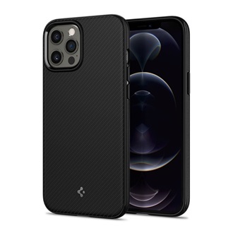 iPhone 12 Pro SPIGEN MAG ARMOR műanyag telefonvédő ütésállóság, csíkos, FEKETE