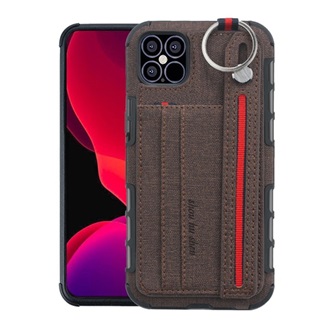 iPhone 12 mini Gigapack szilikon telefonvédő ütésállóság, textil hátlap + kézpánt, BARNA