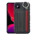 iPhone 12 mini Gigapack szilikon telefonvédő ütésállóság, textil hátlap + kézpánt, FEKETE