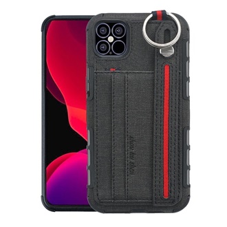 iPhone 12 mini Gigapack szilikon telefonvédő ütésállóság, textil hátlap + kézpánt, FEKETE