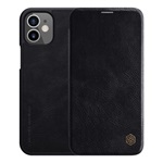 iPhone 12 mini NILLKIN QIN tok álló, bőr hatású FLIP, kártyazseb, FEKETE