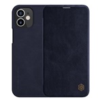 iPhone 12 mini NILLKIN QIN tok álló, bőr hatású FLIP, kártyazseb, SÖTÉTKÉK