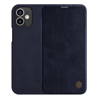 iPhone 12 mini NILLKIN QIN tok álló, bőr hatású FLIP, kártyazseb, SÖTÉTKÉK