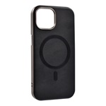 iPhone 13 GIGAPACK Szilikon telefonvédő ECO bőr hatású hátlap, prémium, FEKETE