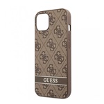 iPhone 13 GUESS 4G STRIPE műanyag telefonvédő textil hátlap VILÁGOSBARNA