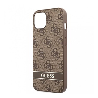 iPhone 13 GUESS 4G STRIPE műanyag telefonvédő textil hátlap VILÁGOSBARNA
