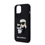 iPhone 13 KARL LAGERFELD 3D RUBBER KARL AND CHOUPETTE szilikon telefonvédő ütésállóság, műanyag hátlap, FEKETE