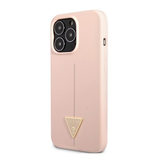 iPhone 13 Pro GUESS TRIANGLE szilikon telefonvédő mikrofiber plüss belső, kameravédő, RÓZSASZÍN