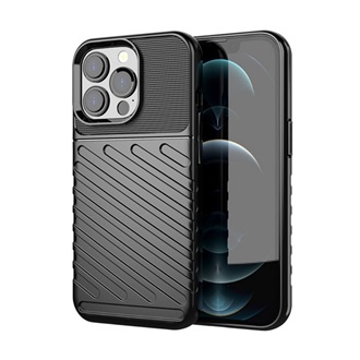 iPhone 13 Pro Gigapack szilikon telefonvédő ütésállóság, dombor minta, FEKETE