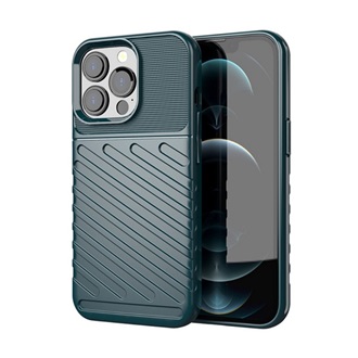 iPhone 13 Pro Gigapack szilikon telefonvédő ütésállóság, dombor minta, SÖTÉTZÖLD