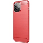 iPhone 13 Pro Max Gigapack szilikon telefonvédő ütésállóság, karbon minta, PIROS
