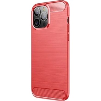 iPhone 13 Pro Max Gigapack szilikon telefonvédő ütésállóság, karbon minta, PIROS