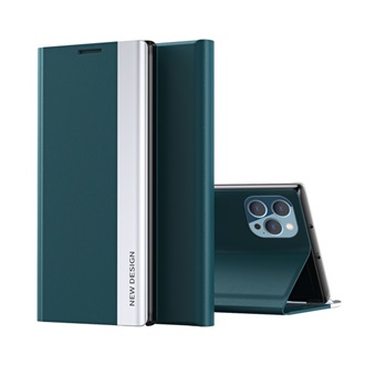 iPhone 13 Pro Max Gigapack tok álló, bőr hatású FLIP, mágneses, SÖTÉTZÖLD