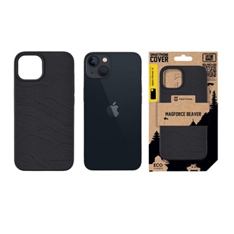 iPhone 13 TACTICAL MAGFORCE BEAVER szilikon telefonvédő mikrofiber plüss belső, topográfiai minta, FEKETE