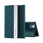 iPhone 13 mini Gigapack tok álló, bőr hatású FLIP, mágneses, SÖTÉTZÖLD