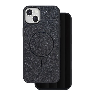 iPhone 14 GIGAPACK Szilikon telefonvédő műanyag hátlap, csillogó, FEKETE